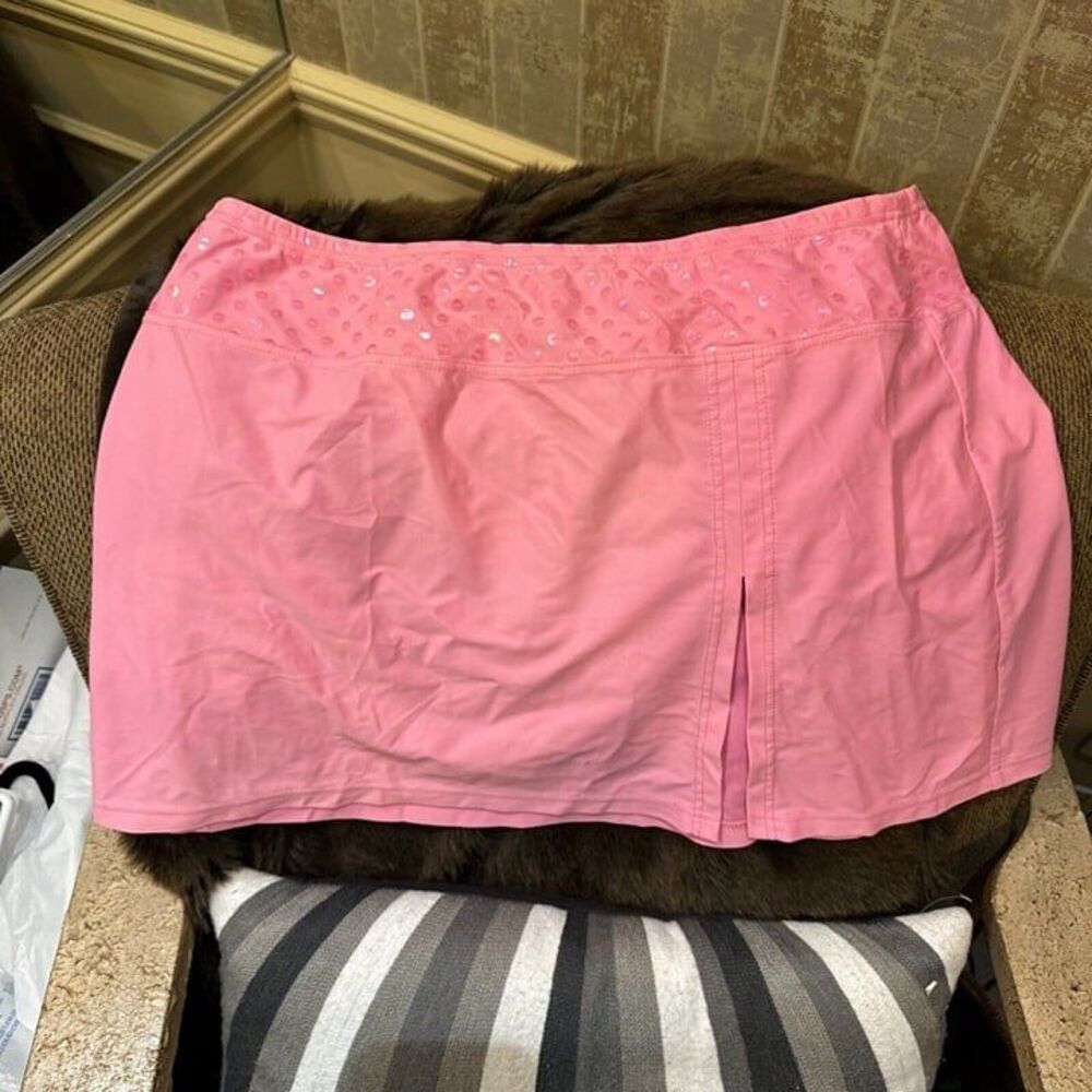 Profile by Gottex Bubblegum Pink Swim Skirt Glitter‎ Size Large Slit